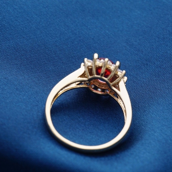 18 Carat Rose Gold Plated Cranberry Ring - Picture 7 of 7